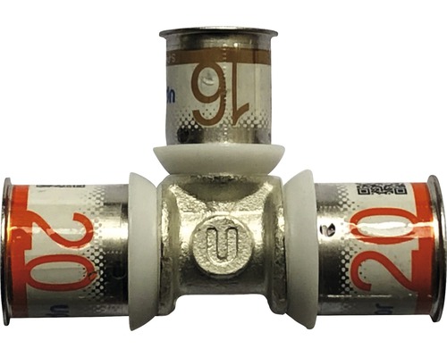 T-stuk connector met afmetingen 20, 16 en 20 millimeter