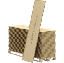 Stapel Cutex multiplexplaten op een pallet