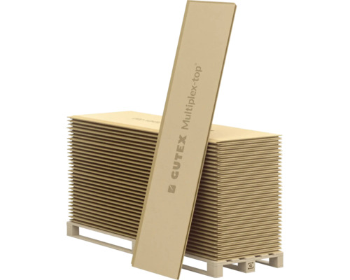 Stapel Cutex multiplexplaten op een pallet