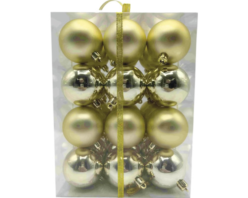 Verpakking van 12 kunststof kerstballen met een matte en glanzende afwerking