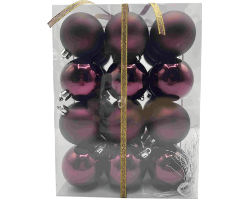LAFIORA Kerstbal kunststof paars Ø 6 cm 36 st Verpakking met kerstballen