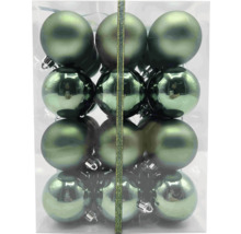 Verpakking met groene kunststof kerstballen