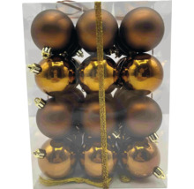 Verpakking met goudkleurige en bronskleurige kerstballen ter decoratie