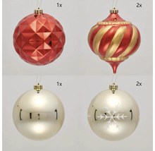 Diverse kerstballen met ophanging, set van zes stuks