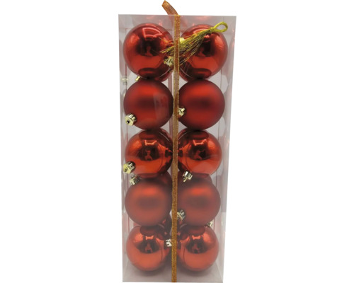 Verpakking met rode kerstballen