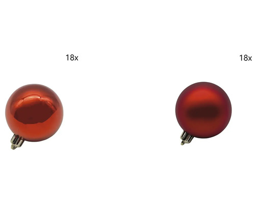LAFIORA Kerstbal kunststof rood Ø 6 cm 36 st Achttien rode kunststof kerstballen