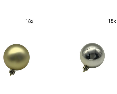 LAFIORA Kerstbal kunststof goud Ø 6 cm 36 st Achttien kunststof kerstballen
