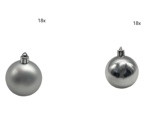 LAFIORA Kerstbal kunststof zilver Ø 6 cm 36 st Achttien plastic kerstballen