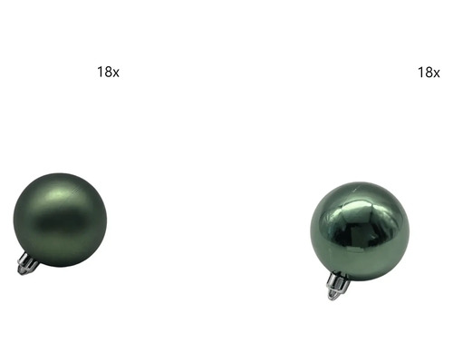 LAFIORA Kerstbal kunststof groen Ø 6 cm 36 st Achttien kunststof kerstballen
