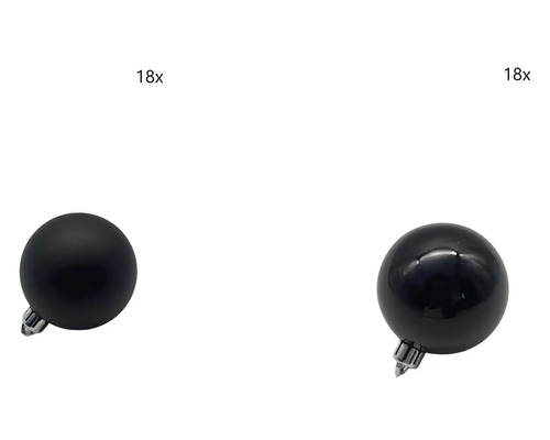 LAFIORA Kerstbal kunststof zwart Ø 6 cm 36 st Set van 18 kunststof kerstballen, sommige mat en sommige glanzend
