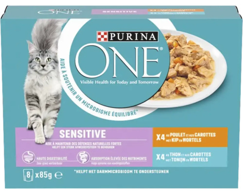 Purina One Sensitive kattenvoer, 8 stuks