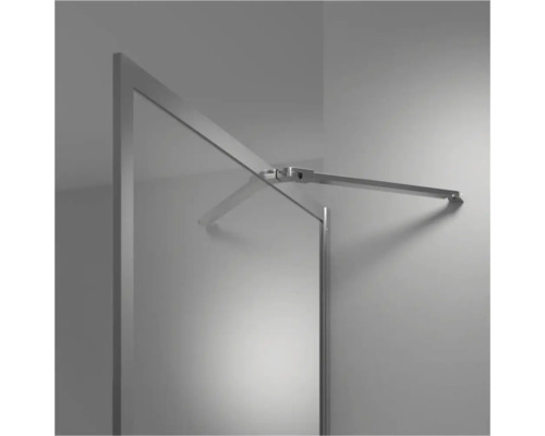 Detail van een douchewand met stabilisatiestang