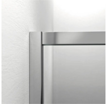 Detailaanzicht van een douchecabine met frame en glazen wand