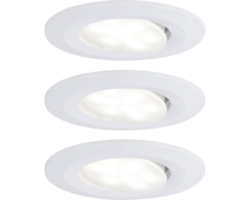 PAULMANN LED Inbouwspot set Calla Ø 90 mm IP65 neutraalwit wit mat, 3 stuks Drie ronde, witte LED-inbouwspots voor binnenshuis