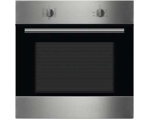 Roestvrijstalen inbouwoven met bedieningselementen en glazen deur