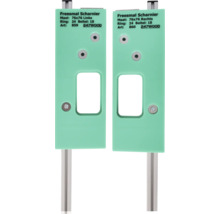 Twee freesmal scharnieren met afmetingen 76 bij 76 millimeter, een voor de linker en een voor de rechterkant