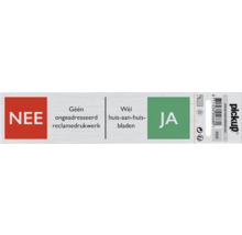 Sticker met de tekst ''Geen ongeadresseerd reclamedrukwerk, wel huis-aan-huisbladen''