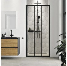 Moderne badkamer met douchecabine, wastafelonderkast en spiegel