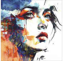 Abstract portret van een vrouw op canvas