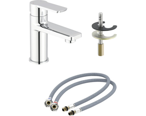 Wastafelkraan met bevestigingsmateriaal en flexibele aansluitslangen
