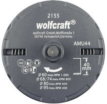 Wolfcraft Logo schijf met technische gegevens en veiligheidsinstructies