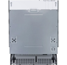 Achteraanzicht van een vaatwasser, met details over aansluitingen en installatie.