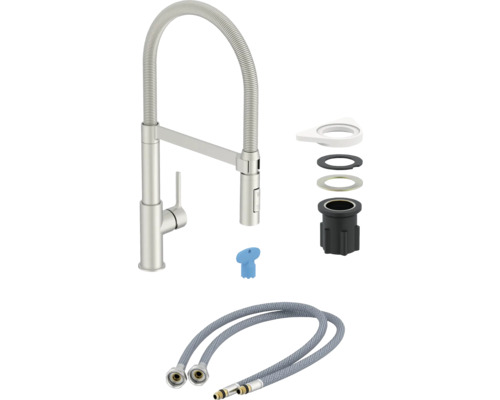 Keukenkraan met doucheslang, montagemateriaal en aansluitslangen