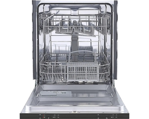 Geopende vaatwasser met boven- en onderkorf