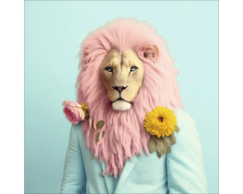 Leeuw met roze manen en pak