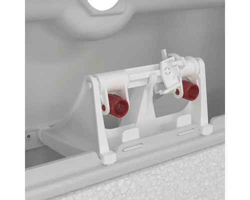 Binnenaanzicht van een reservoir met mechanisme voor de bediening van het toilet