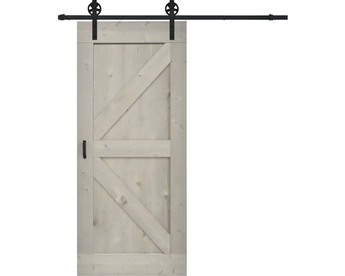 BARNDOOR Brits vintage grijs compleet met spaak rail en grepen 95x215 cm Houten schuifdeur met stalen beslag en Z-vormig ontwerp