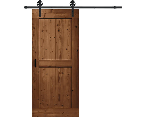 BARNDOOR Mid-Bar vintage bruin compleet met spaak rail en grepen 95x215 cm Houten schuifdeur met beslag voor binnenshuis