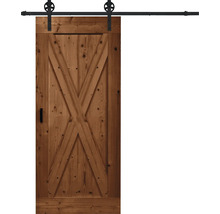 Houten schuifdeur met X-vormig ontwerp en beslagset