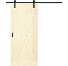 Houten schuifdeur met X-vormig ontwerp en beslagset