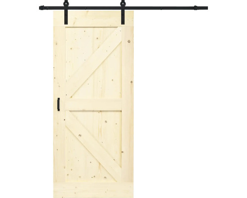 BARNDOOR Brits vintage onbehandeld compleet met basic rail en grepen 95x215 cm Houten schuifdeur met beslag