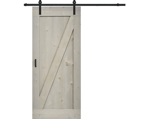 BARNDOOR Z-Brace vintage grijs compleet met basic rail en grepen 95x215 cm