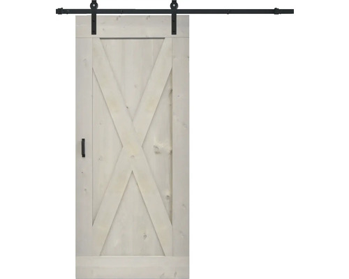 BARNDOOR X-Brace vintage grijs compleet met basic rail en grepen 95x215 cm