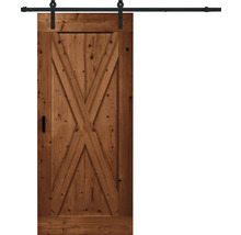 Houten schuifdeur met X-patroon en schuifdeurbeslag