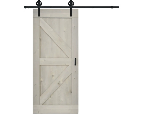 BARNDOOR Wales vintage grijs compleet met spaak rail en grepen 95x215 cm Houten schuifdeur met beslag