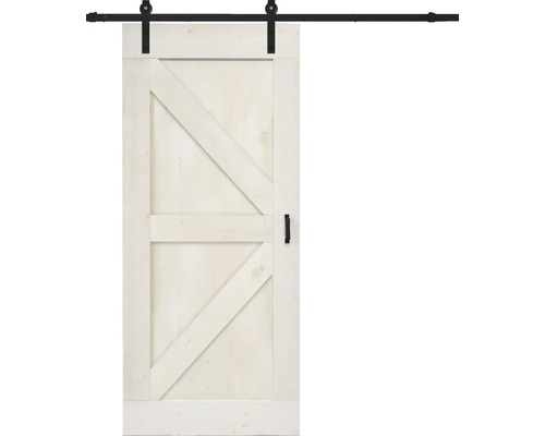 BARNDOOR Wales vintage wit compleet met basic rail en grepen 95x215 cm Houten schuifdeur met beslag