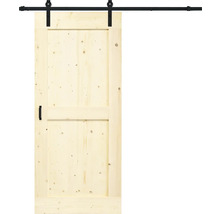 Houten schuifdeur met zwarte rails en handgreep