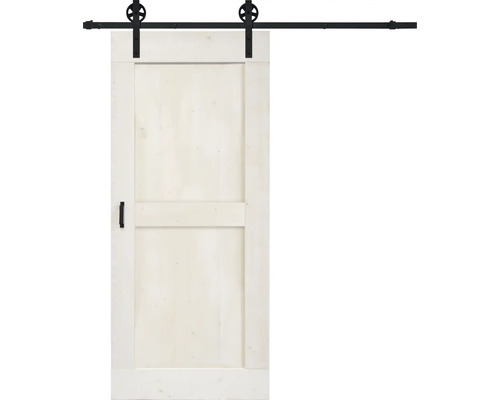 BARNDOOR Mid-Bar vintage wit compleet met spaak rail en grepen 95x215 cm Houten schuifdeur met beslag en handgreep