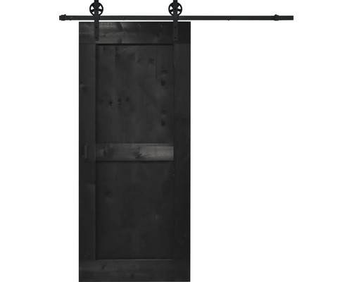 BARNDOOR Mid-Bar vintage zwart compleet met spaak rail en grepen 95x215 cm Houten schuifdeur met beslag