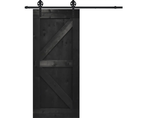 BARNDOOR Brits vintage zwart compleet met spaak rail en grepen 95x215 cm Schuifdeur in schuurstijl met beslag en recht railsysteem