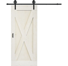Houten schuifdeur met X-vormig design en beslag
