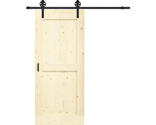 BARNDOOR Mid-Bar vintage onbehandeld compleet met spaak rail en grepen 95x215 cm Houten schuifdeur met beslag