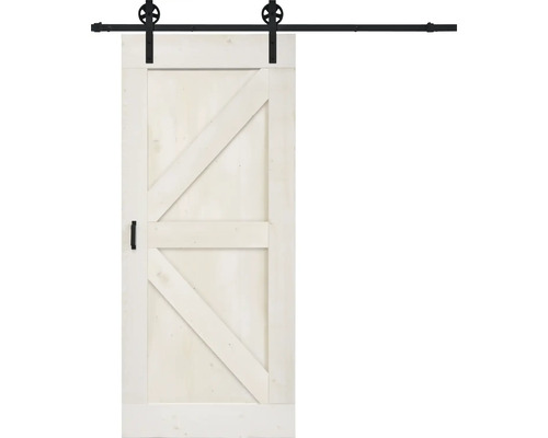 BARNDOOR Brits vintage wit compleet met spaak rail en grepen 95x215 cm Schuifdeur in schuurstijl met beslag en handgreep