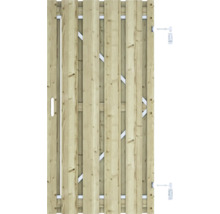 Houten schutting met metalen beslag