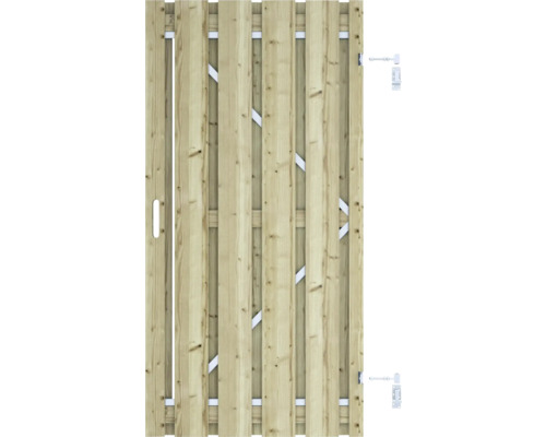 Houten schutting met metalen beslag