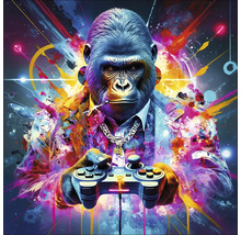 Schilderij van een gorilla met een controller